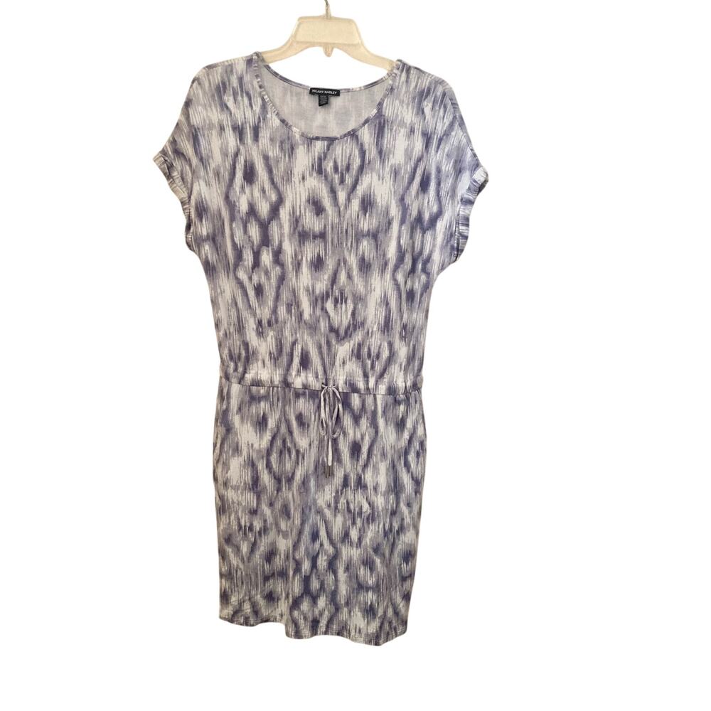 Hilary Radley Women's Dress Size M Purple White IKAT Drawstring